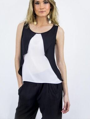 Zara Layered Crepe Shell Top Blouse